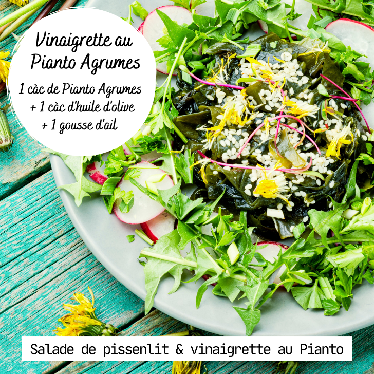 Salade avec une vinaigrette au Pianto Agrumes